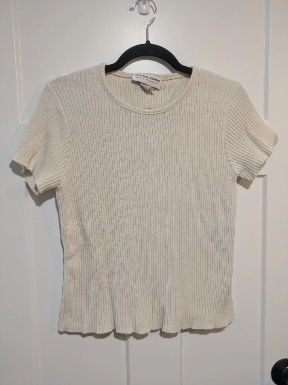 Authentic 90s Vintage Carol Horn Workshop USA-Made Ribbed Knit Top | Size L